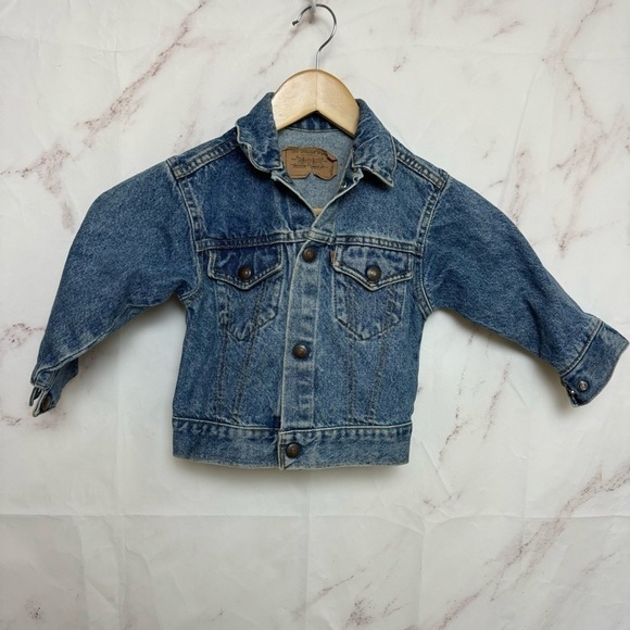 VTG 70s Little Levis Stone Wash Trucker Orange Tab Jacket - C50 - Picture 1 of 7